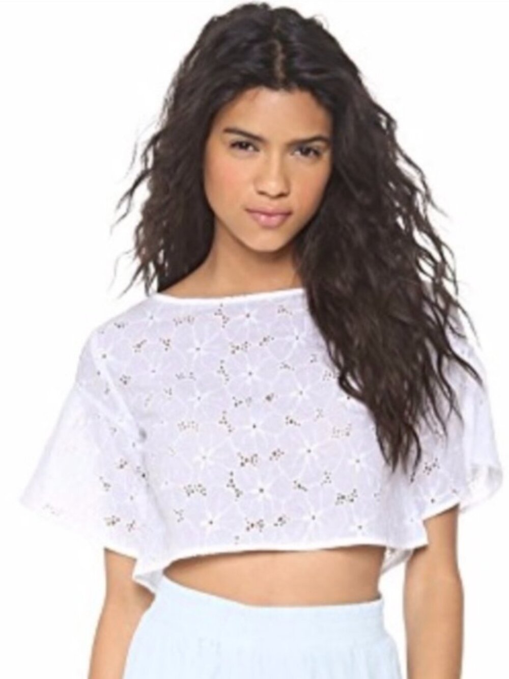 BB Dakota Chevelle Eyelet Cropped Blouse S